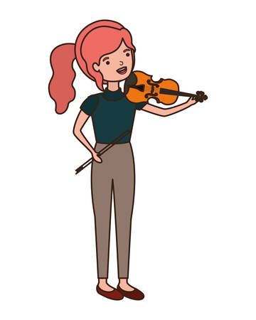 young woman with violin character vector illustration designのイラスト素材