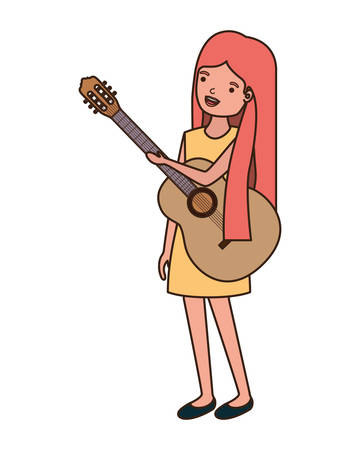 young woman with guitar character vector illustration designのイラスト素材
