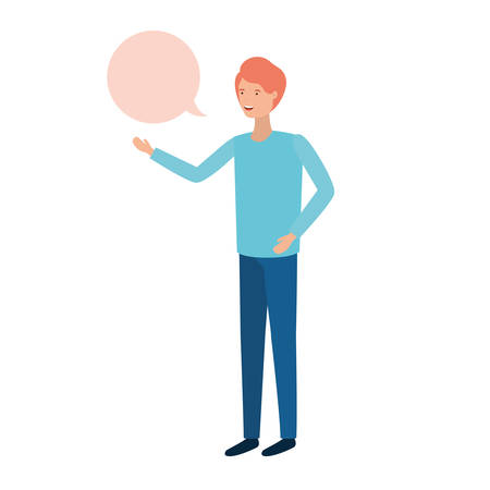 young man with speech bubble avatar character vector illustration designのイラスト素材