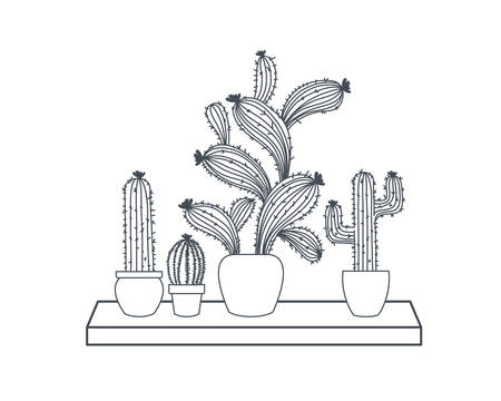 cactus with  potted on shelf isolated icon vector illustration designのイラスト素材