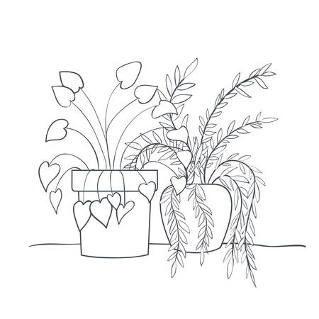 houseplants with potted isolated icon vector illustration designのイラスト素材