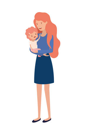 woman with baby avatar character vector illustration designのイラスト素材
