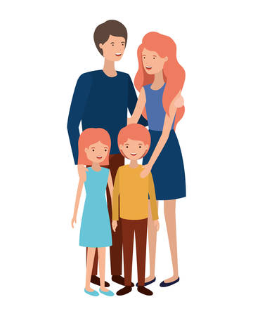 couple of parents with children avatar character vector illustration designのイラスト素材