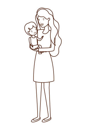 woman with baby avatar character vector illustration designのイラスト素材