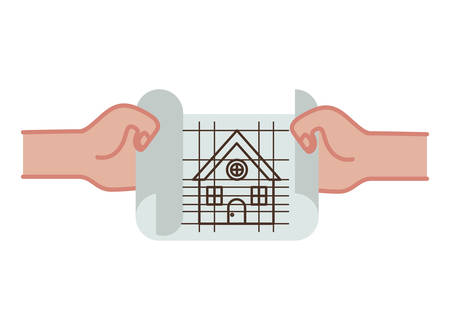 hand with construction plan isolated icon vector illustration designのイラスト素材
