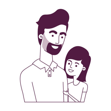 father with daughter avatar character vector illustration designのイラスト素材
