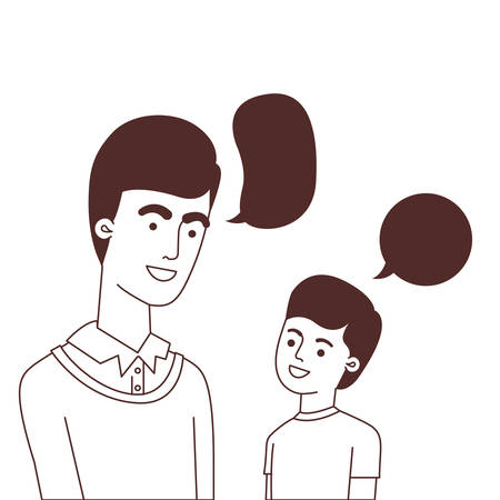 father with son and speech bubble character vector illustration designのイラスト素材