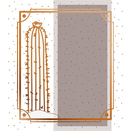 pattern cactus with frame golden isolated icon vector illustration designのイラスト素材