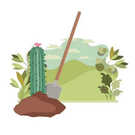 cactus to plant in landscape isolated icon vector illustration designのイラスト素材