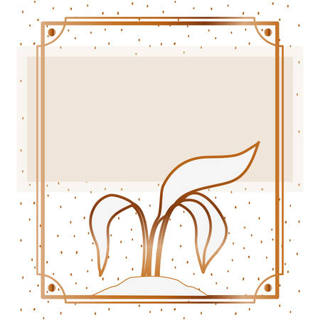 pattern plant with frame golden isolated icon vector illustration designのイラスト素材