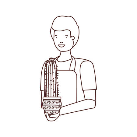 man with cactus avatar character vector illustration designのイラスト素材
