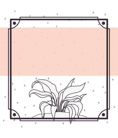 pattern plant with frame isolated icon vector illustration designのイラスト素材
