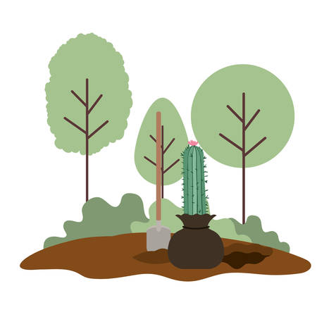cactus to plant in landscape isolated icon vector illustration designのイラスト素材