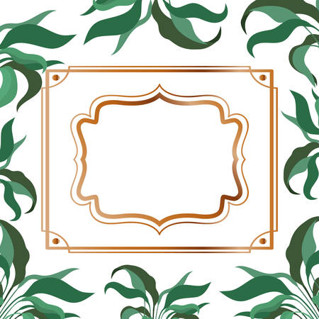 frame with foliage isolated icon vector illustration designのイラスト素材