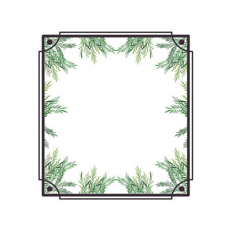 frame with foliage isolated icon vector illustration designのイラスト素材