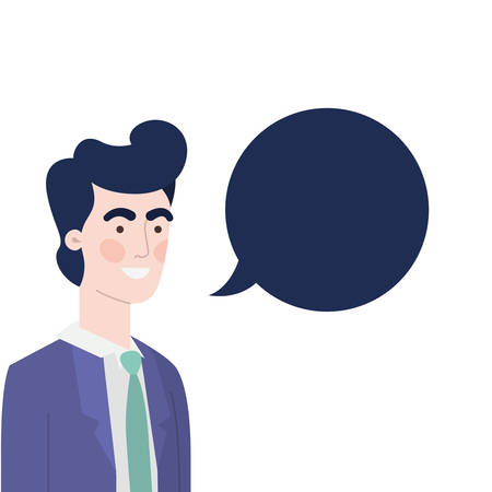 man with speech bubble avatar character vector illustration designのイラスト素材
