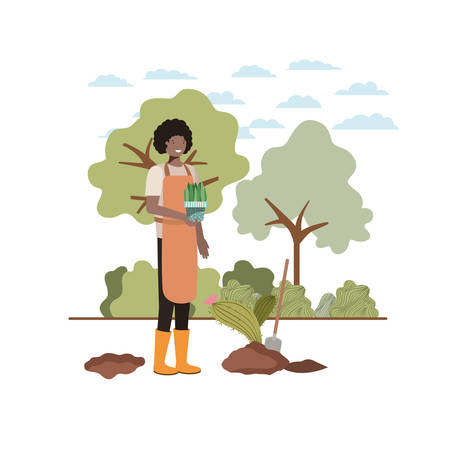 man with tree to plant avatar character vector illustration designのイラスト素材