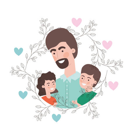 father with children avatar character vector illustration designのイラスト素材
