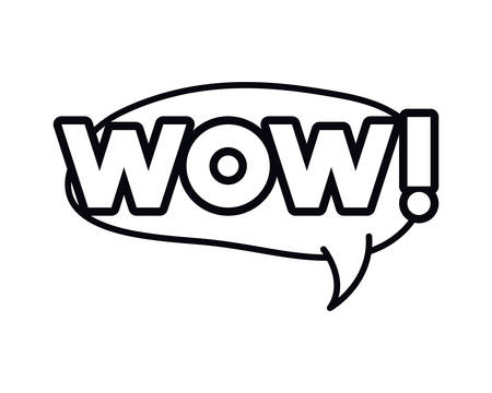 wow comic words in speech bubble isolated icon vector illustration designのイラスト素材