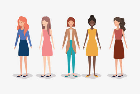 group of women characters vector illustration designのイラスト素材
