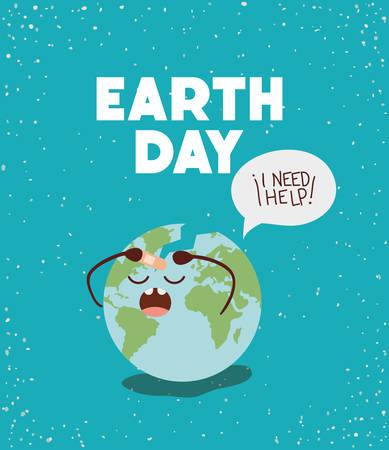 earth character with speech bubbles vector illustration designのイラスト素材