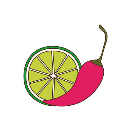 slice of lemon and peppers isolated icon vector illustration desingのイラスト素材