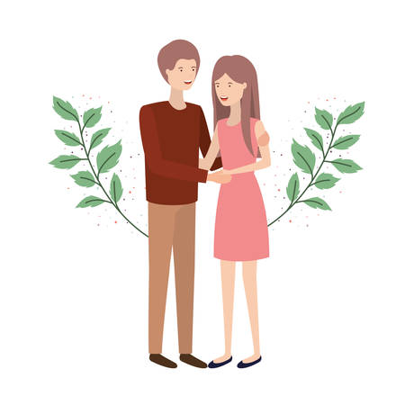 young couple avatar character vector illustration designのイラスト素材