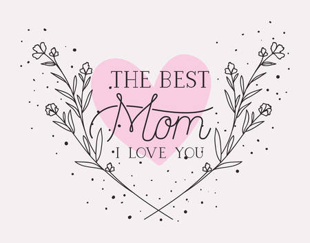 happy mothers day card with herbs heart frame vector illustration designのイラスト素材