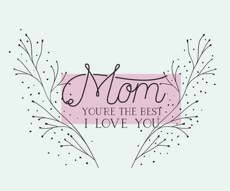 happy mothers day card with herbs square frame vector illustration designのイラスト素材