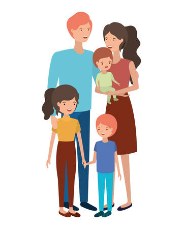 couple of parents with children avatar character vector illustration designのイラスト素材