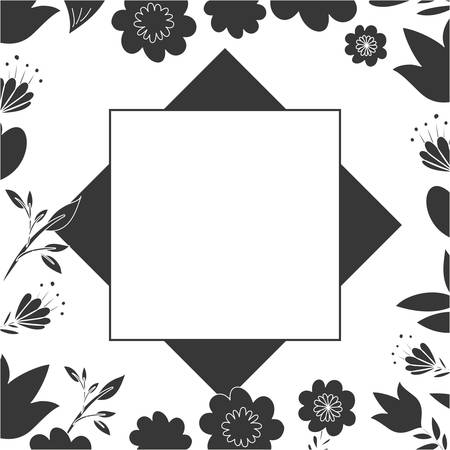 frame with flowers and leafs icon vector illustration designのイラスト素材