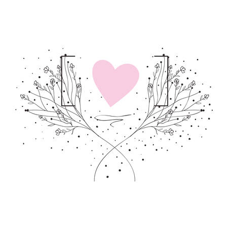 frame with flowers isolated icon vector illustration desingのイラスト素材