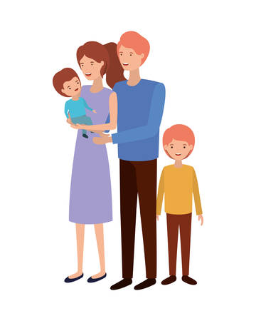 couple of parents with children avatar character vector illustration designのイラスト素材