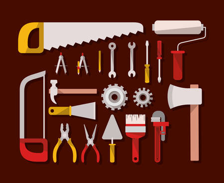 construction tools set items vector illustration designのイラスト素材