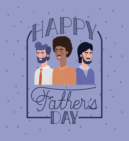 happy fathers day card with dads characters vector illustration designのイラスト素材