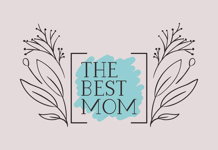 happy mothers day card with herbs square frame vector illustration designのイラスト素材