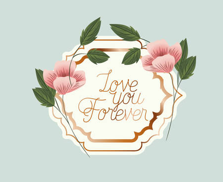 love victorian frame with flowers vector illustration designのイラスト素材