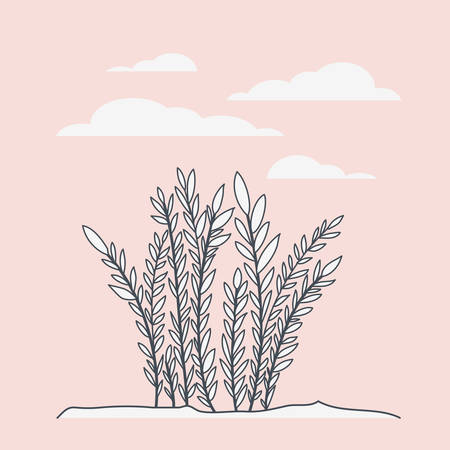algae marine plants scene vector illustration designのイラスト素材
