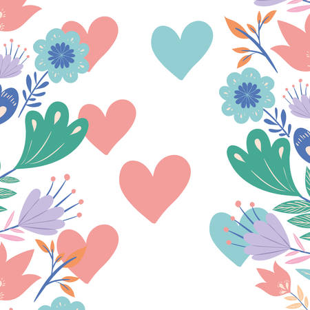 frame with flowers and leafs icon vector illustration designのイラスト素材