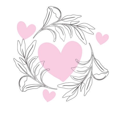 garland of heart with flowers isolated icon vector illustration desingのイラスト素材