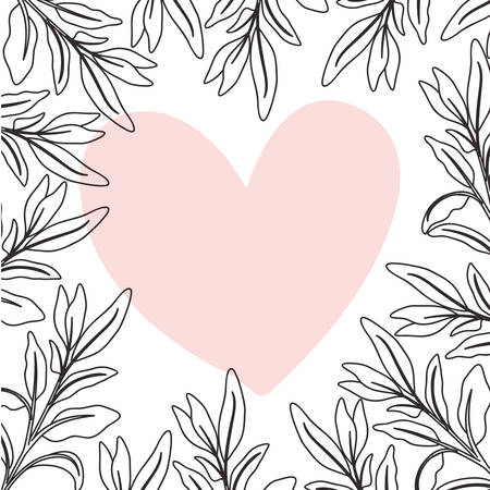 frame with flowers and heart isolated icon vector illustration desingのイラスト素材