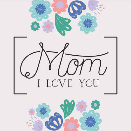 happy mothers day card with herbs square frame vector illustration designのイラスト素材