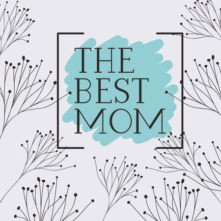 happy mothers day card with herbs square frame vector illustration designのイラスト素材