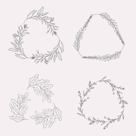 set of herbs frames vector illustration designのイラスト素材