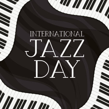 jazz day poster with piano keyboard vector illustration designのイラスト素材