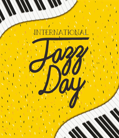 jazz day poster with piano keyboard vector illustration designのイラスト素材