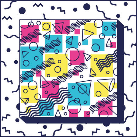 geometric figures colors ninetys patterns vector illustration designのイラスト素材