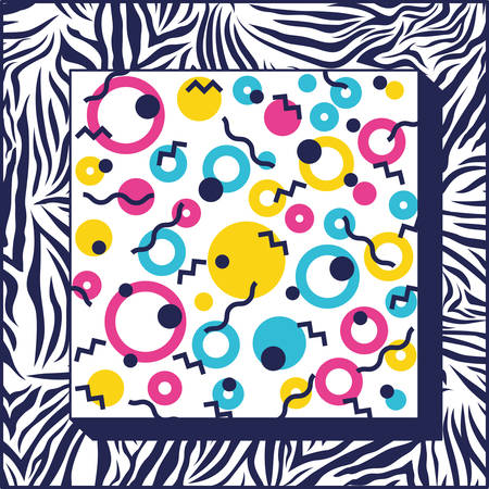 geometric figures colors ninetys patterns vector illustration designのイラスト素材