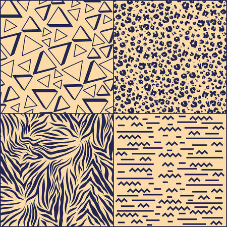 geometric figures lines and animal print patterns vector illustration designのイラスト素材