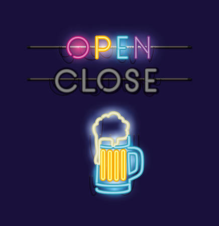 beer jar neon light vector illustration designのイラスト素材